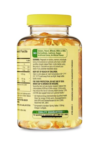 Fish Oil 1000 mg 120 Count Omega-3 Softgels C381656