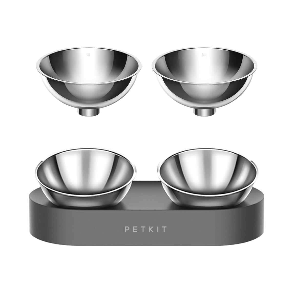 Elevated Dog Cat Bowl with 2 Stainless Steel Bowls V963