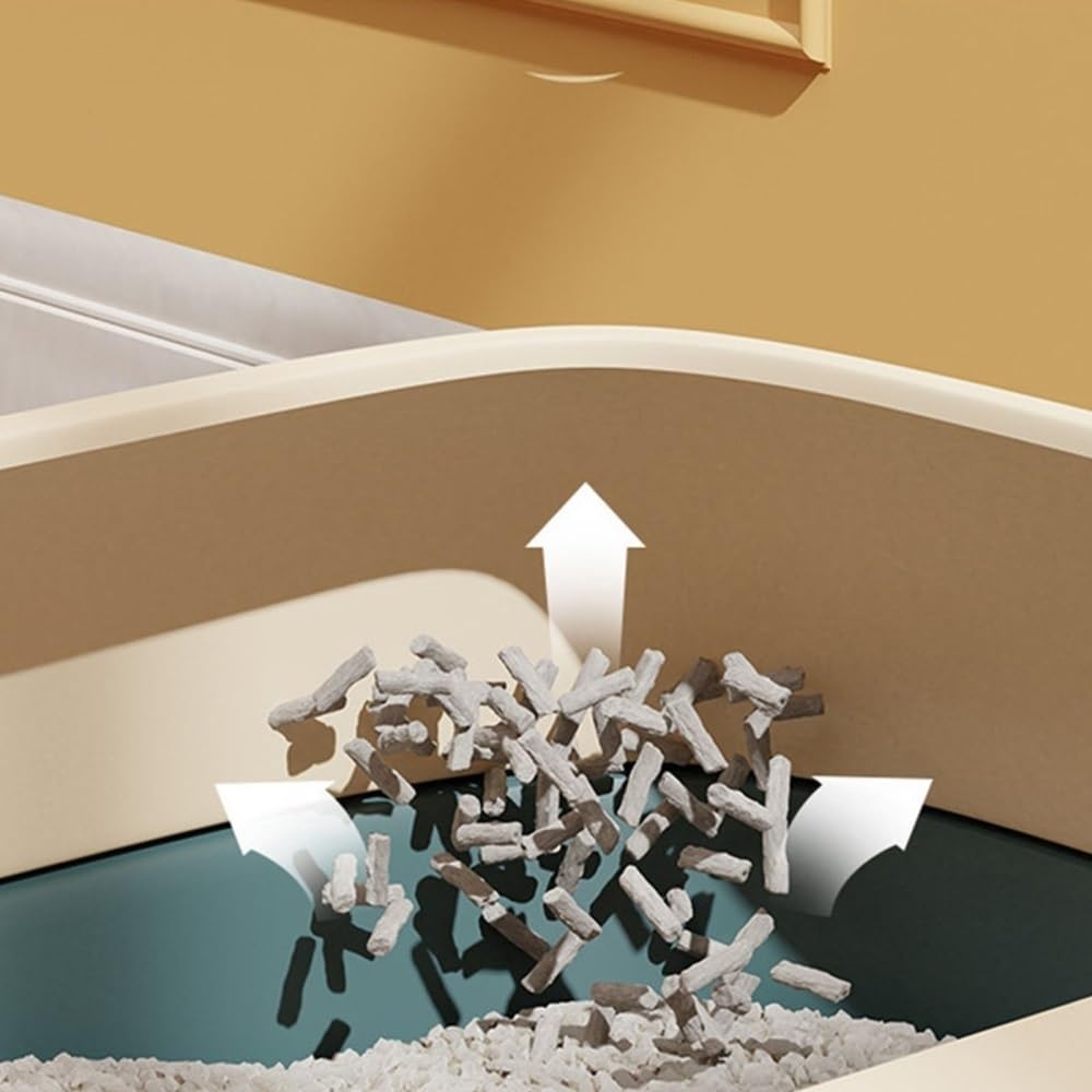 Semi-Open Cat Litter Box with High Sides H948248