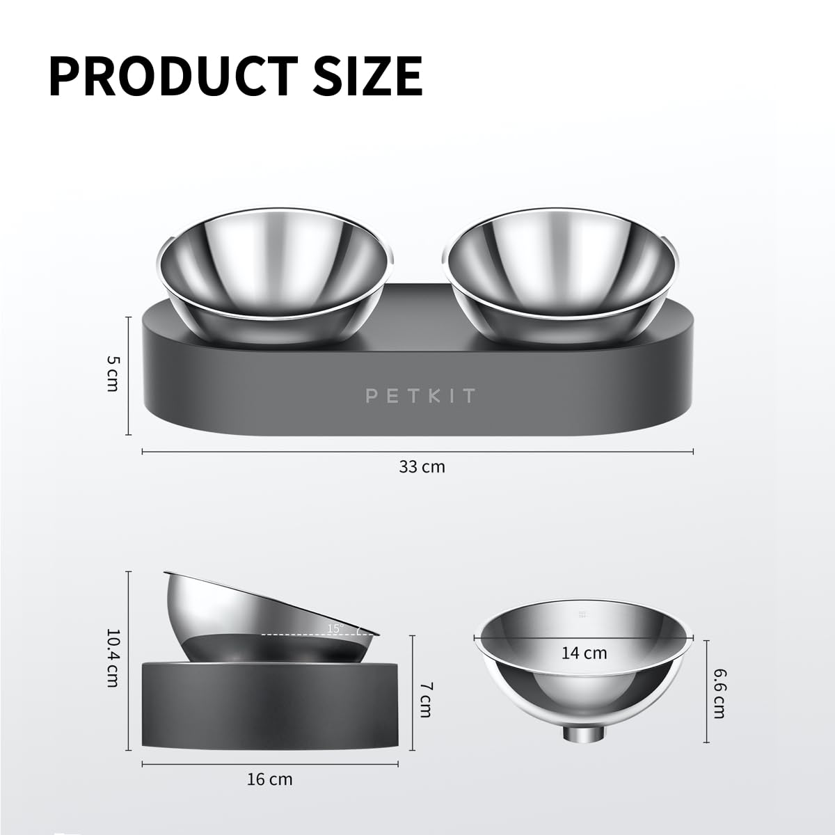 Elevated Dog Cat Bowl with 2 Stainless Steel Bowls V963