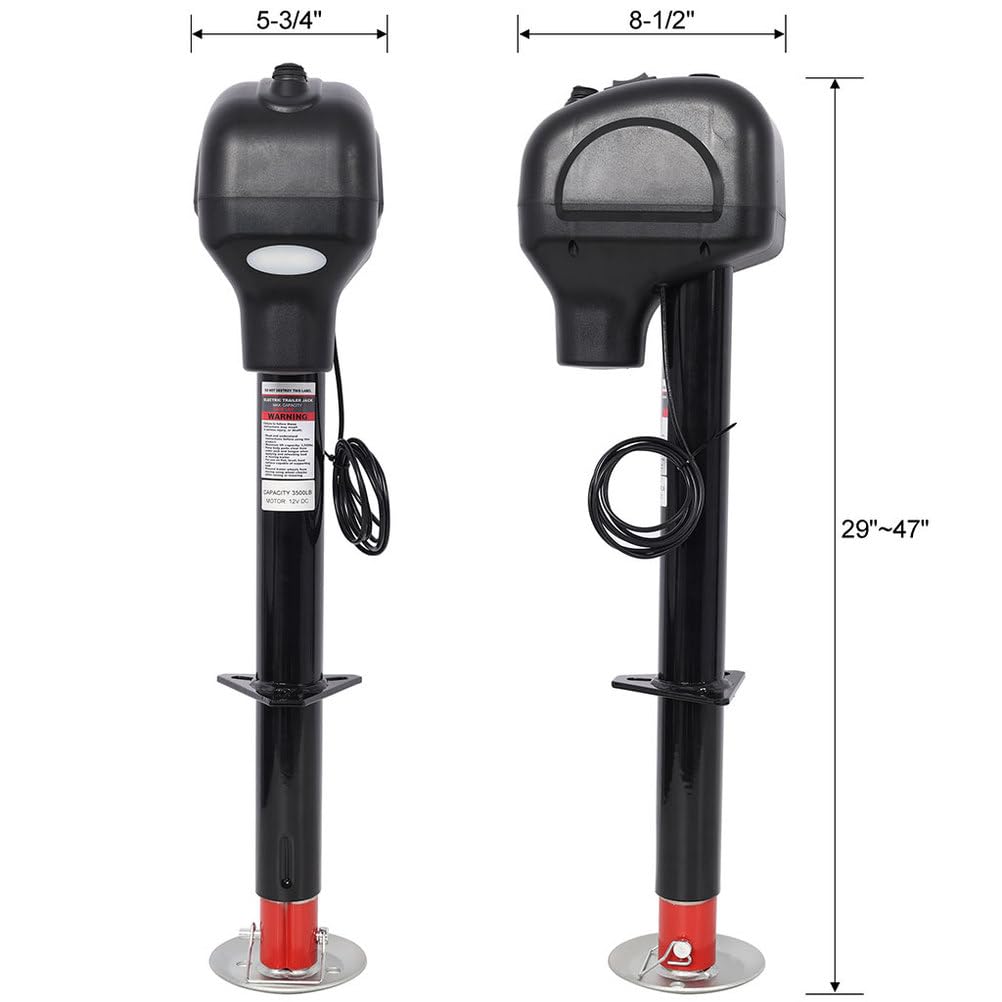 Electric Trailer Jack 3500 LBS 12V DC Power Tongue Jack with Adjustable Drop Leg Y9334