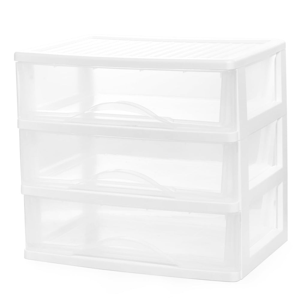 White 3 Drawer Plastic Stackable Storage Organizer Z714