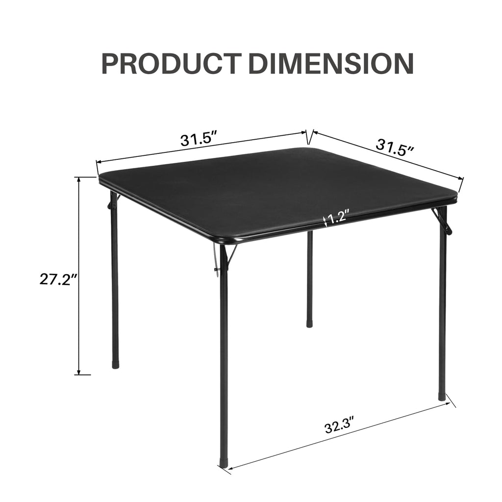 Square Folding Card Table 31.5 Inch PVC Top Metal Frame D236179