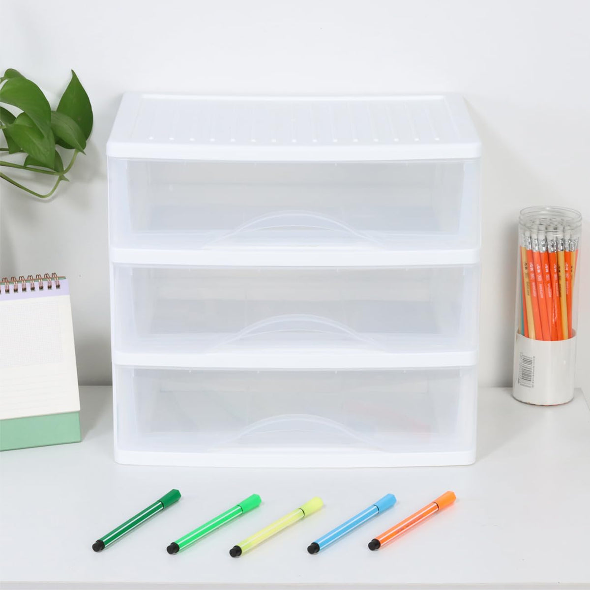 White 3 Drawer Plastic Stackable Storage Organizer Z714