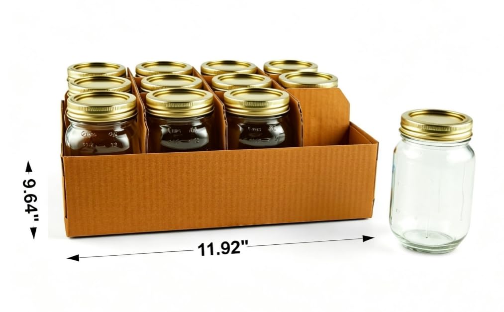16 oz Regular Mouth Mason Jars with Lids & Rings O773