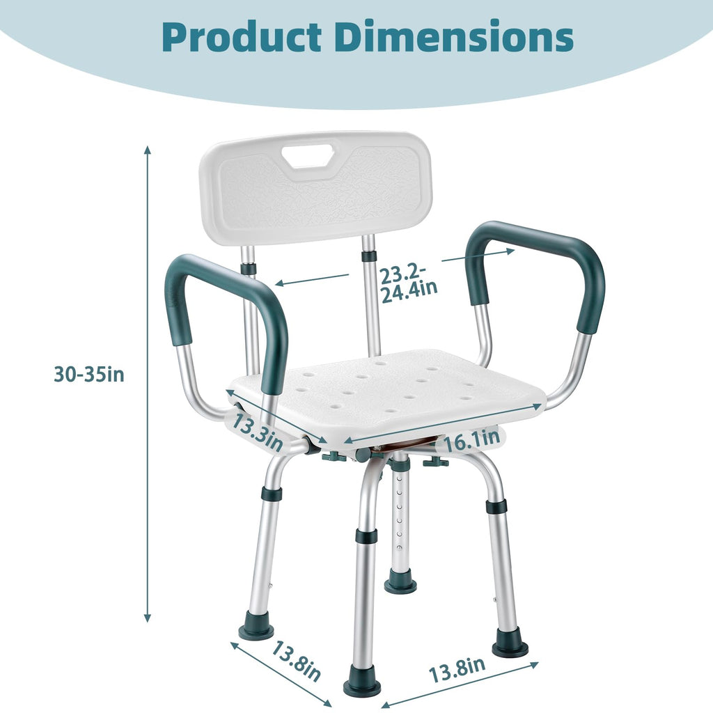 Heavy Duty Swivel Shower Chair with Arms and Back U397327