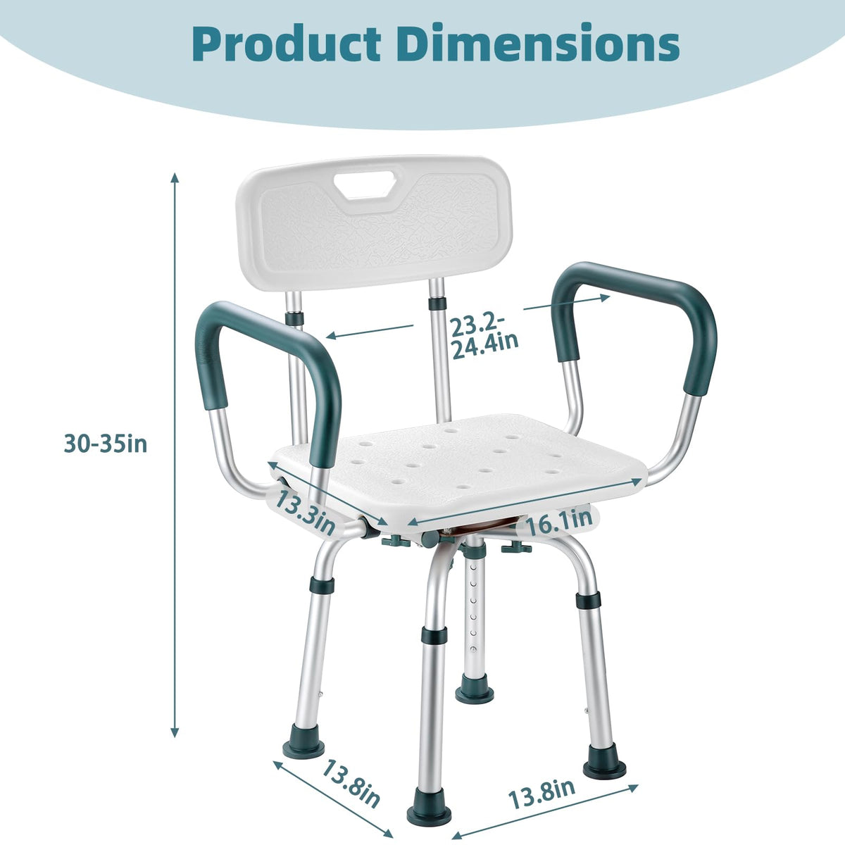 Heavy Duty Swivel Shower Chair with Arms and Back U397327