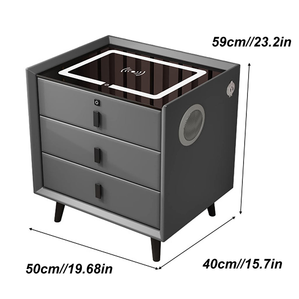 Gray Nightstands with Wireless Charging Station and USB Charging N8590