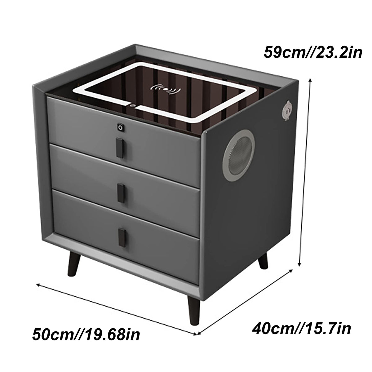 Gray Nightstands with Wireless Charging Station and USB Charging N8590
