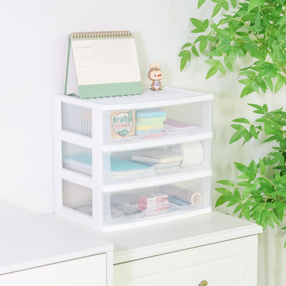 White 3 Drawer Plastic Stackable Storage Organizer Z714