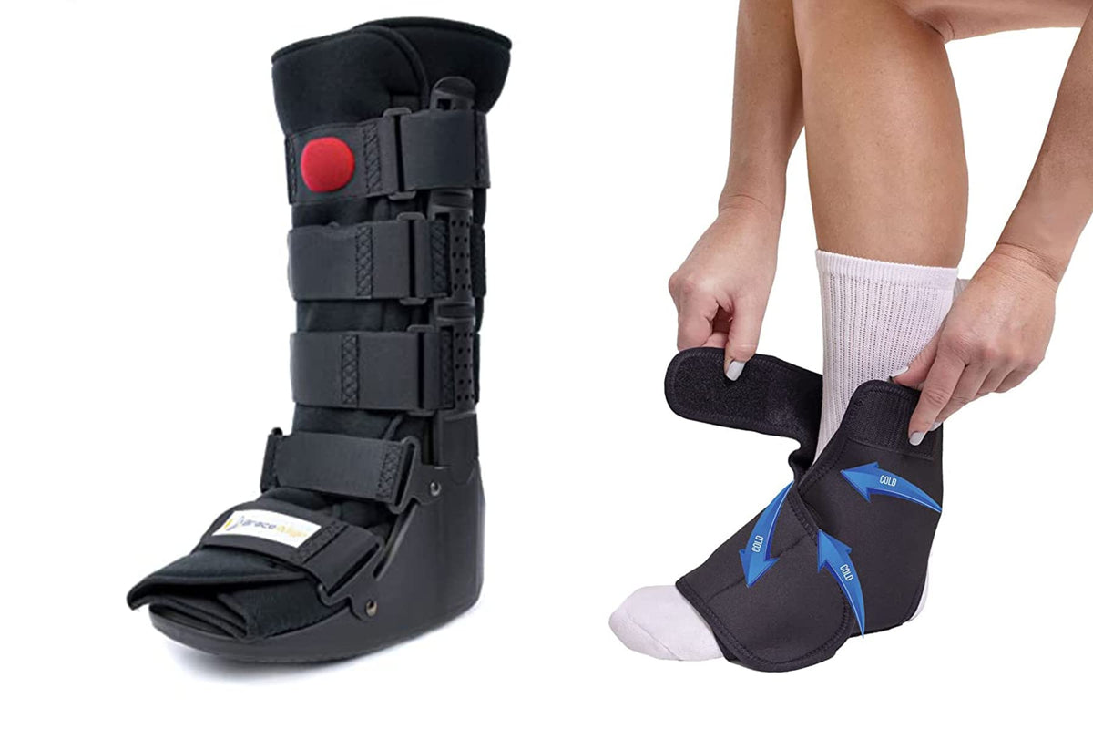 Tall CAM Walker Boot with Ankle & Foot Ice Pack Cold Wrap J6812