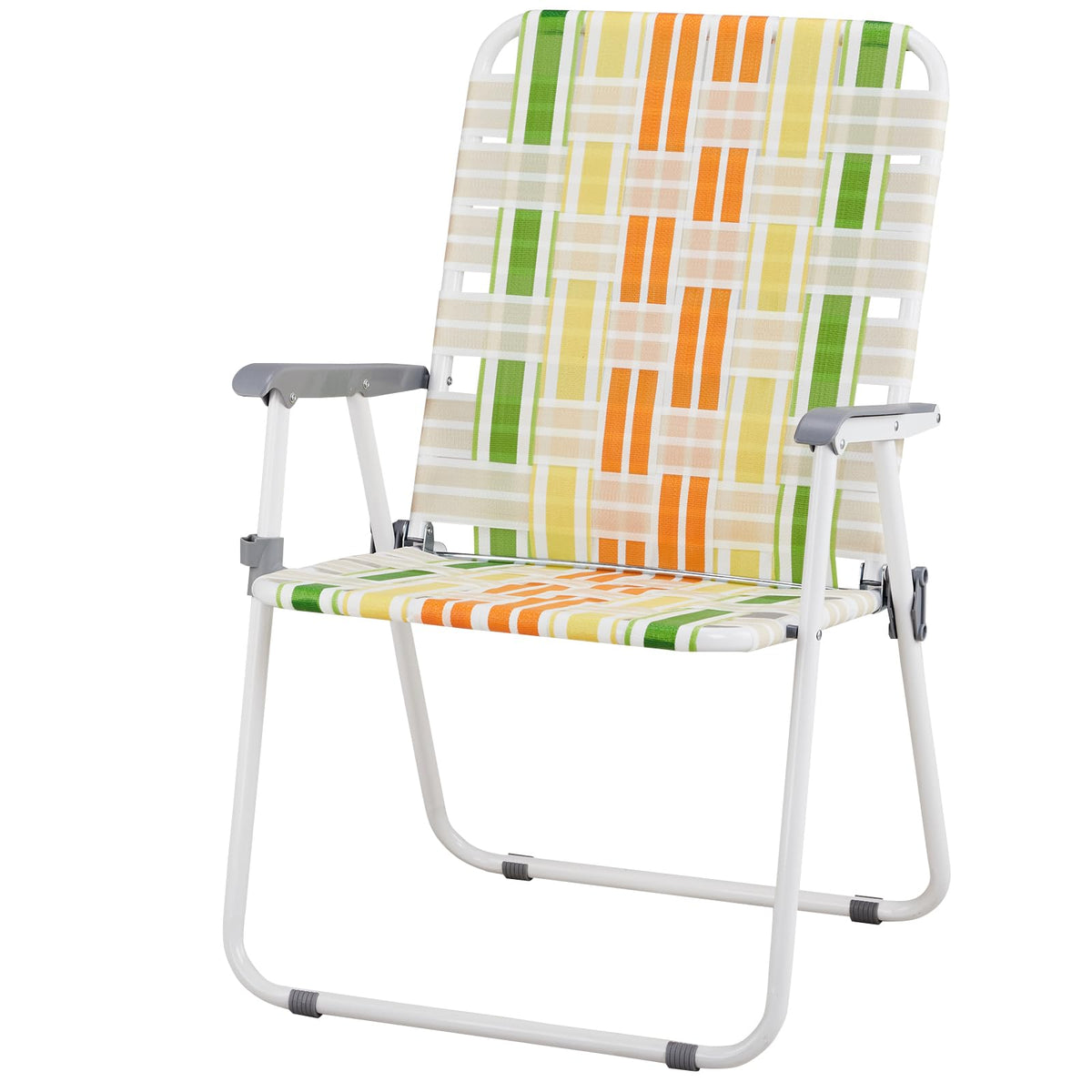 Yellow & Green Webbed Folding Chairs Set of 2 W93045