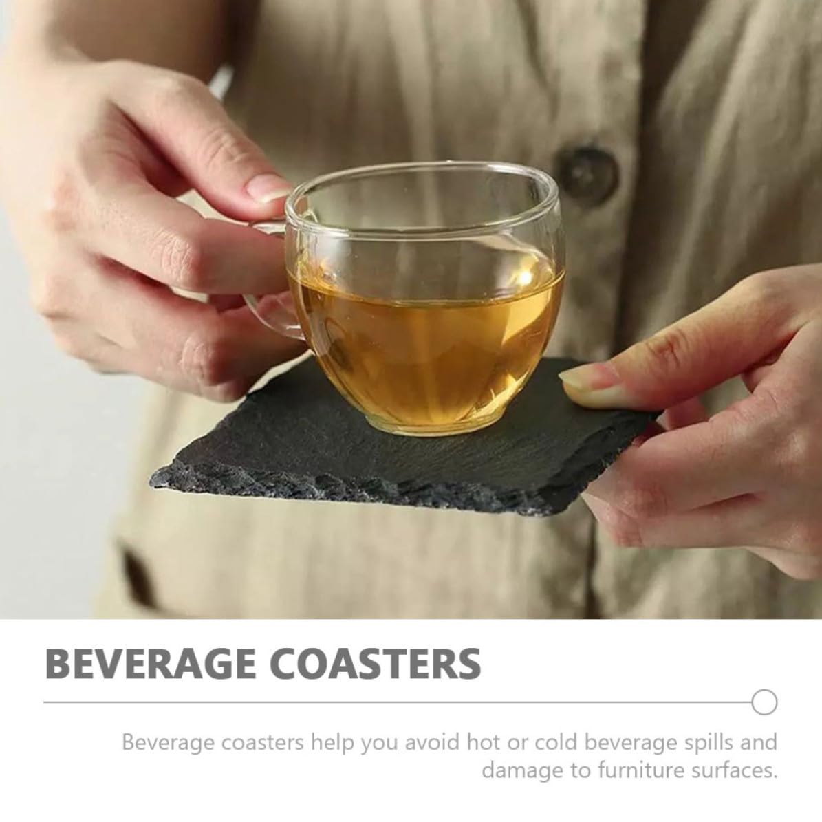 12pcs Natural Stone Cup Coaster F3903
