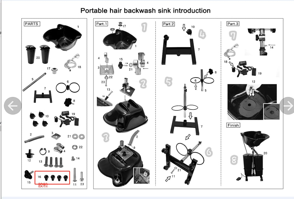 Portable Shampoo Bowl with Electric Pump X6818