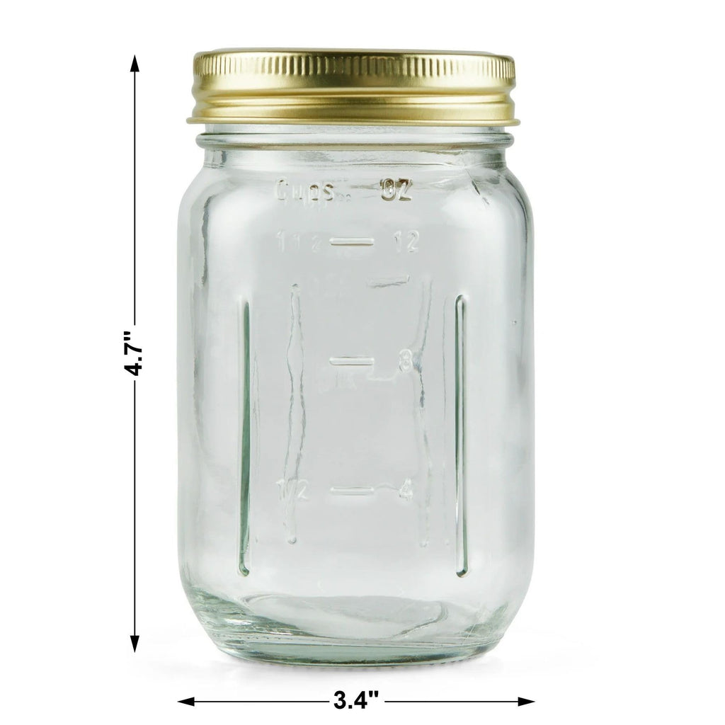 16 oz Regular Mouth Mason Jars with Lids & Rings O773
