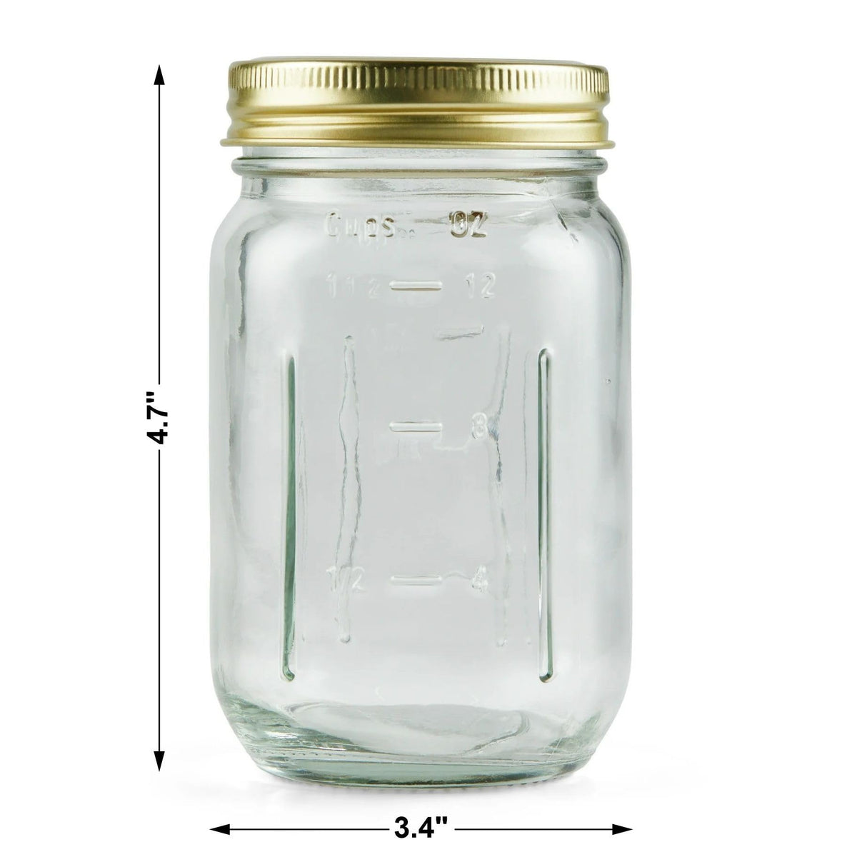 16 oz Regular Mouth Mason Jars with Lids & Rings O773