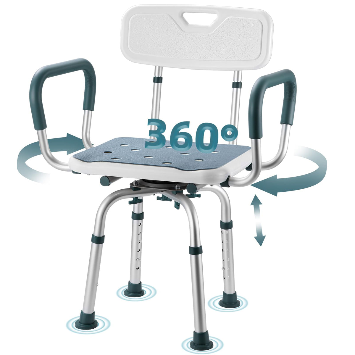 Heavy Duty Swivel Shower Chair with Arms and Back U397327