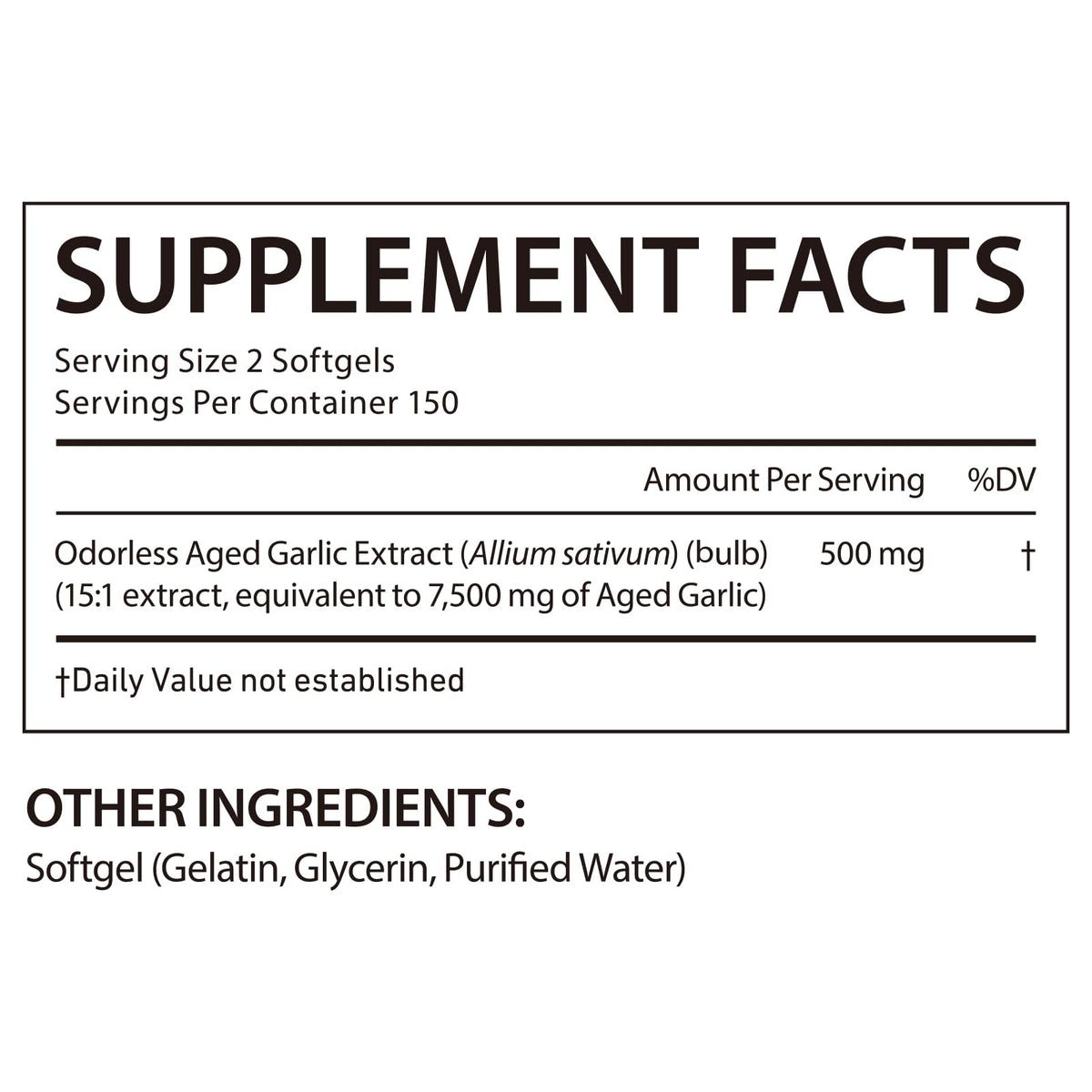 Odorless Garlic Softgels 7500mg 300 Softgels W128