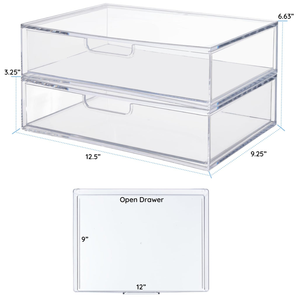 Clear Plastic Stackable Organizer Drawers Set of 2 N642503
