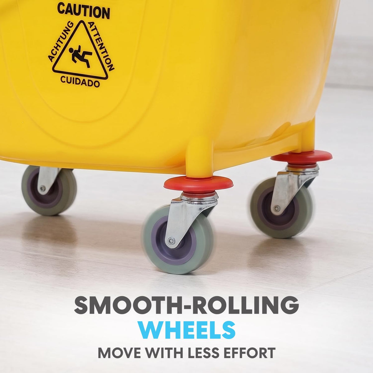Yellow 35 Quart Mop Bucket on Wheels, 2-Pack I39437