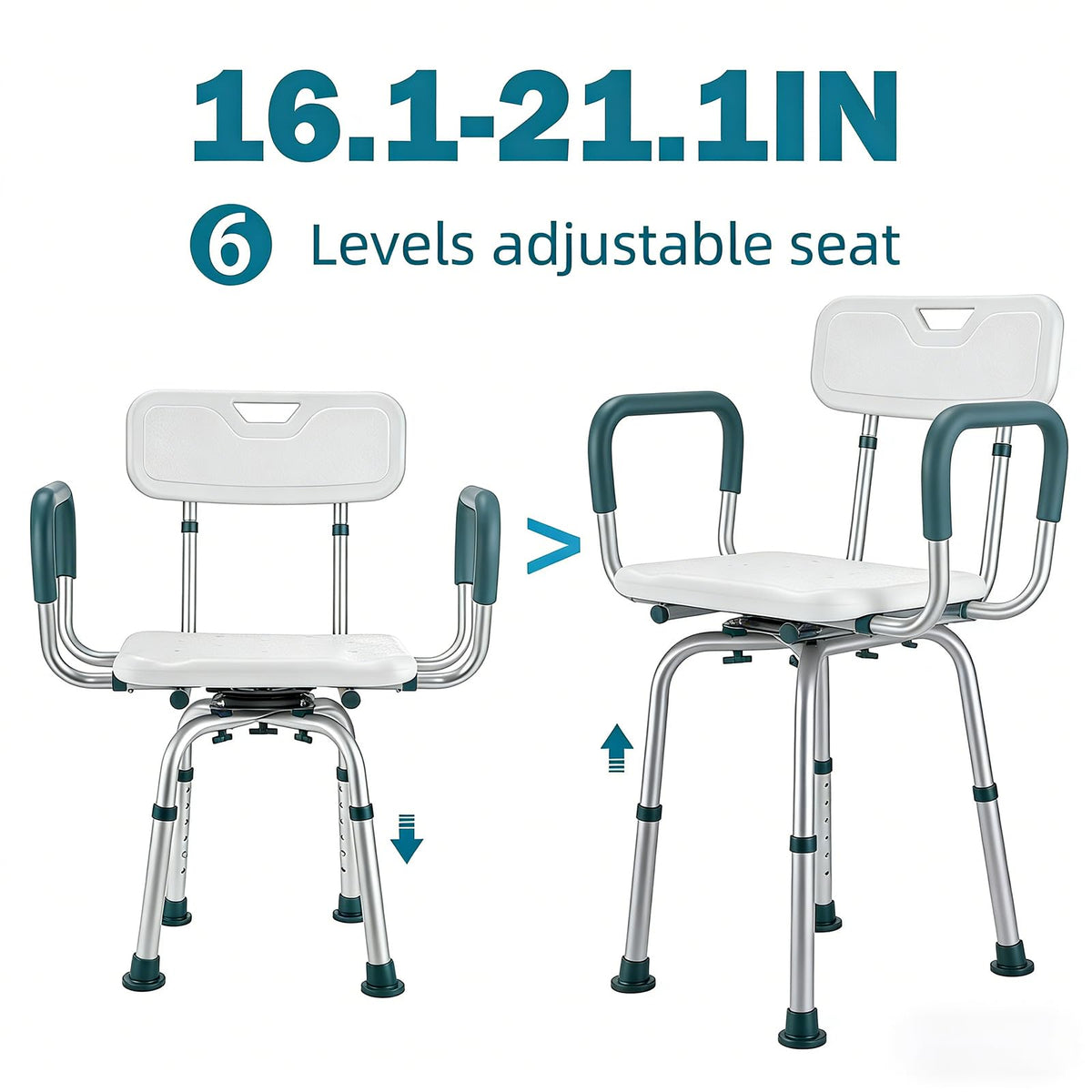 Heavy Duty Swivel Shower Chair with Arms and Back U397327