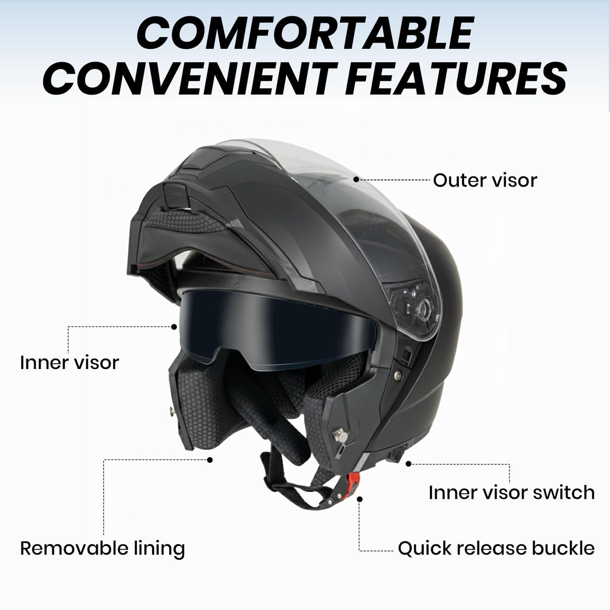 Modular Flip Up Motorcycle Helmet with Dual Visor D3989
