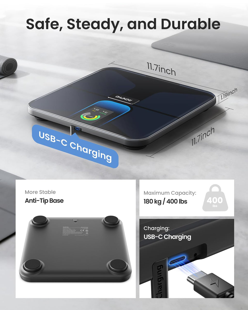 Wi-Fi Bluetooth Rechargeable Body Fat Smart Scale G62153