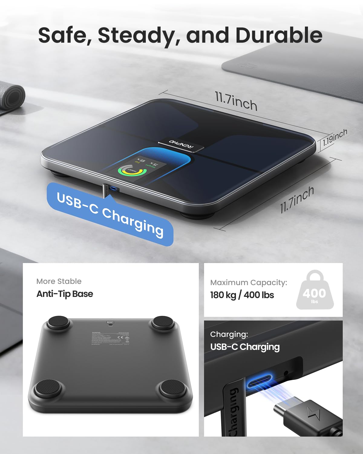 Wi-Fi Bluetooth Rechargeable Body Fat Smart Scale G62153