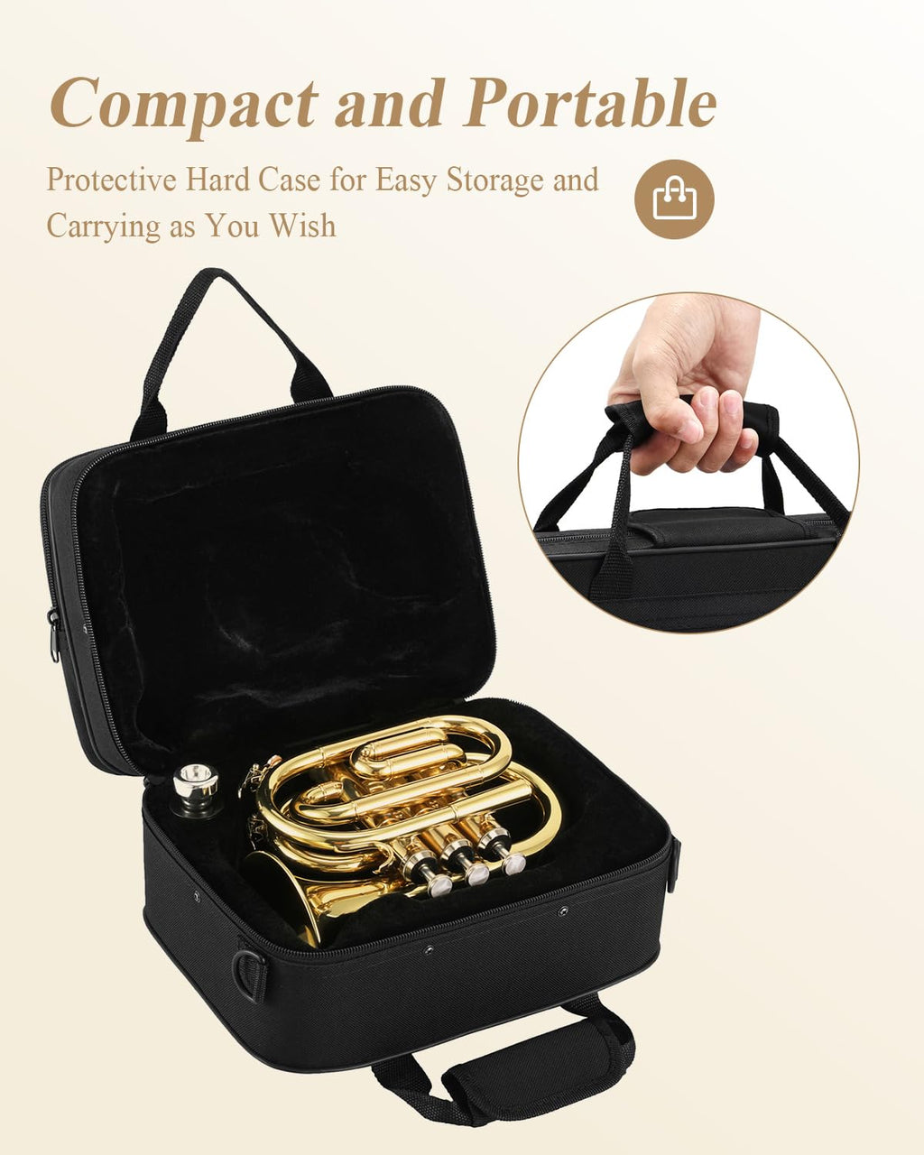 Bb Pocket Trumpet Brass Golden with Case R466197