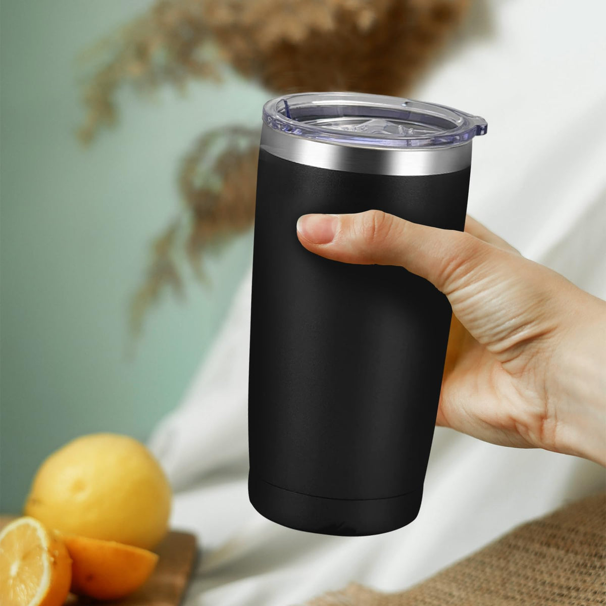16 Pack Stainless Steel Insulated Tumbler 20oz Black Q41163