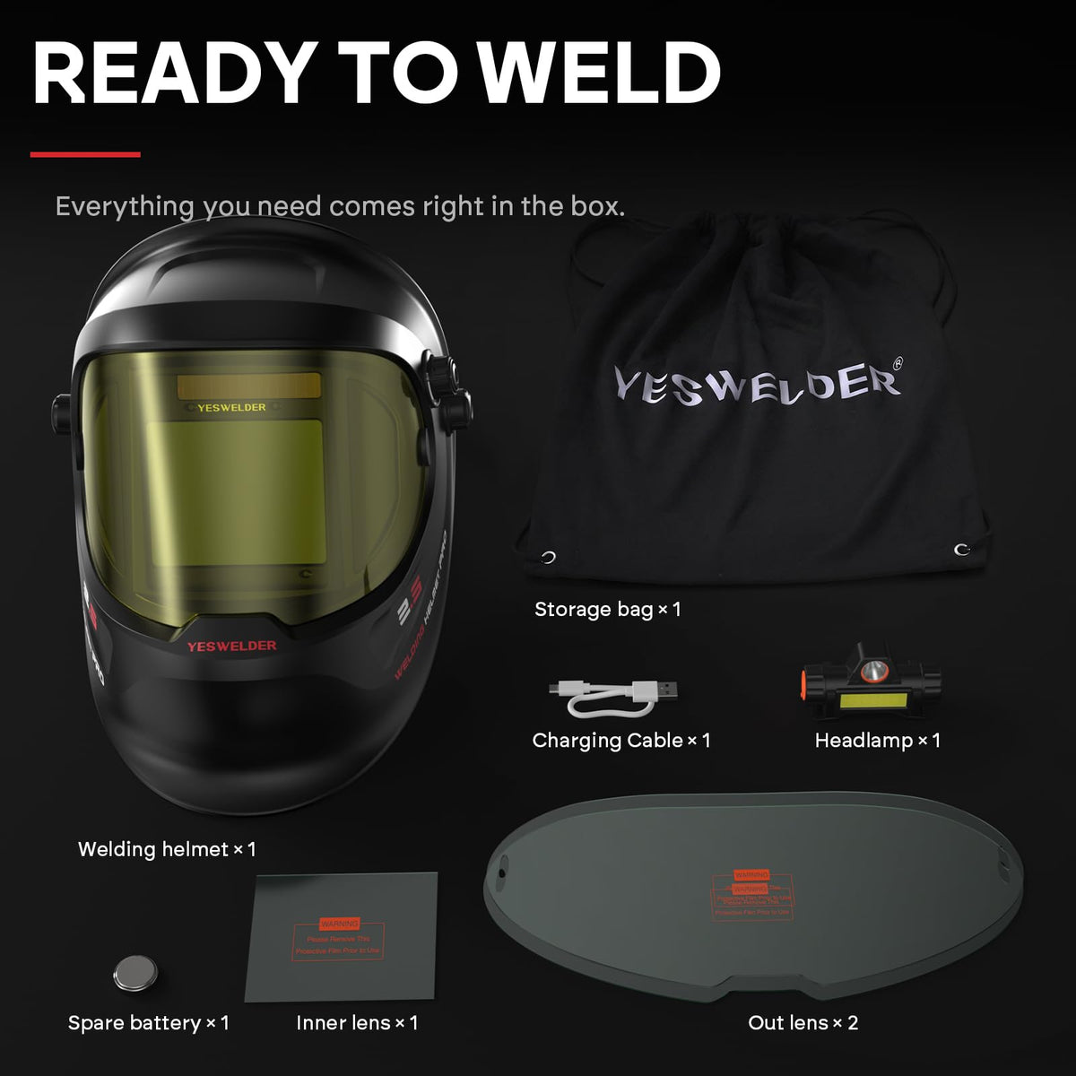 Auto Darkening Welding Helmet with LED L702