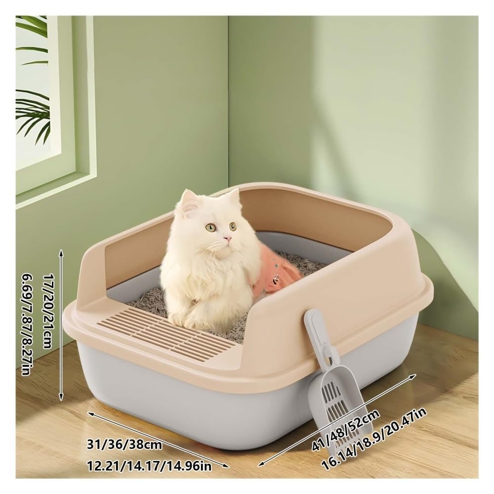 Semi-Open Cat Litter Box with High Sides H948248