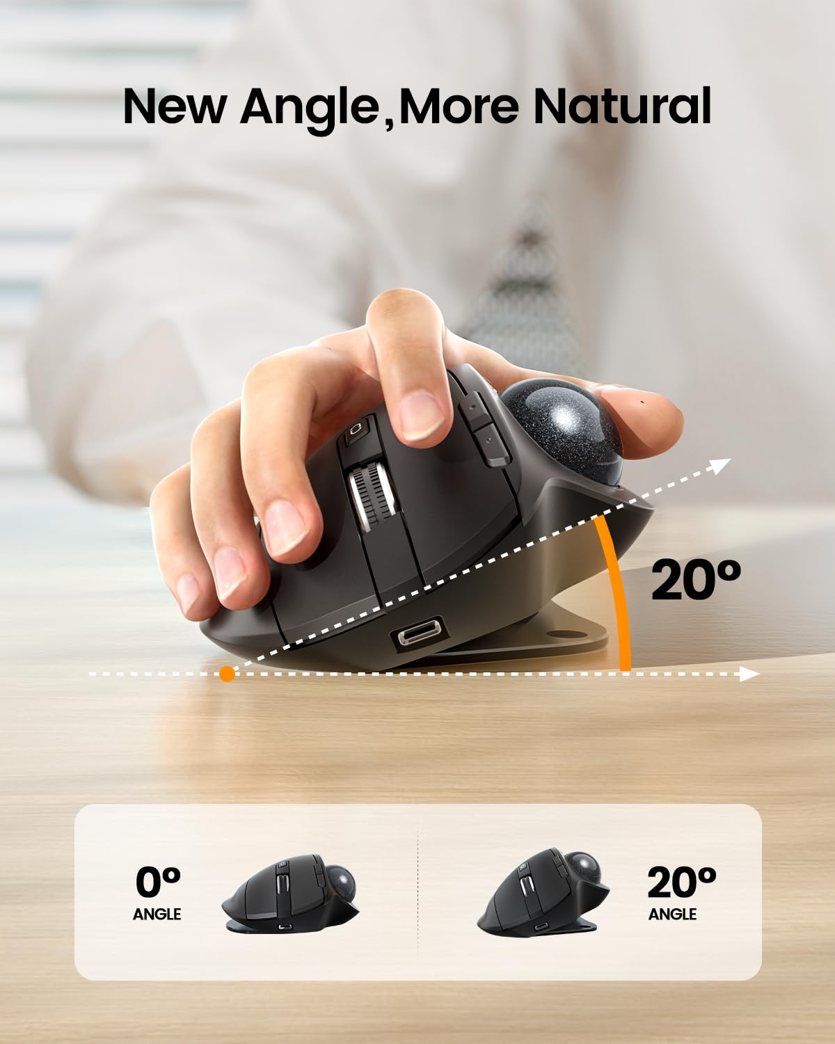 Wireless Rechargeable Gray Trackball Mouse D1832