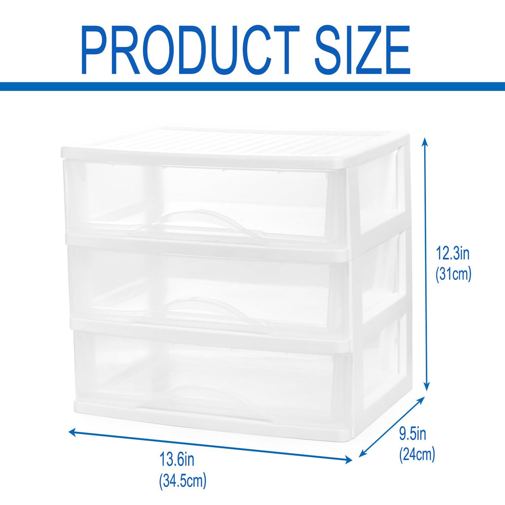 White 3 Drawer Plastic Stackable Storage Organizer Z714