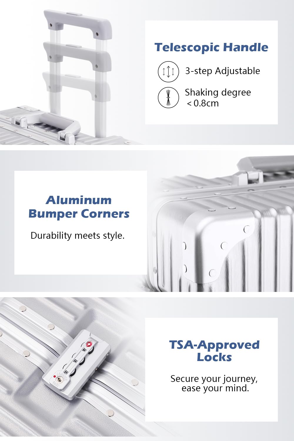 Zipperless Aluminum Frame 20 Inch Carry On Suitcase P99901