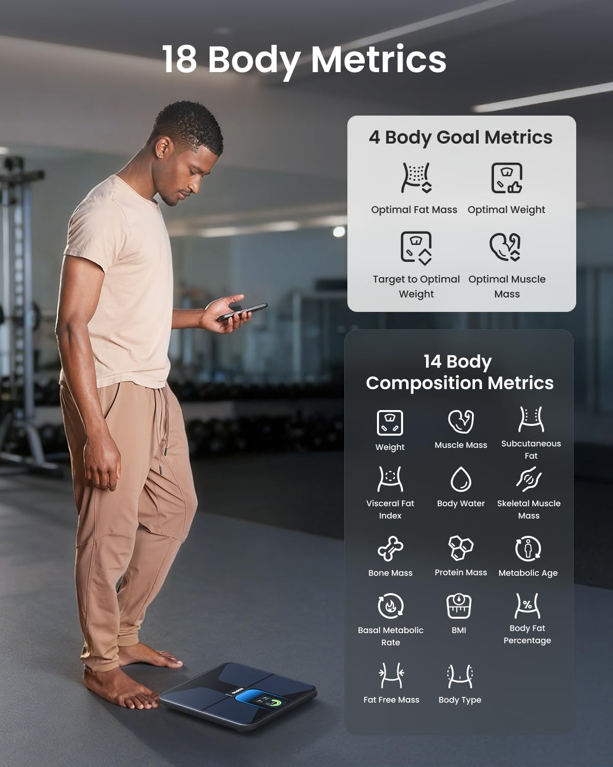 Wi-Fi Bluetooth Rechargeable Body Fat Smart Scale G62153