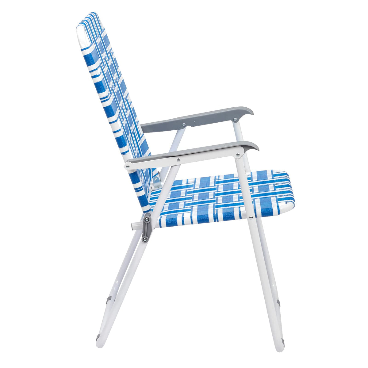 Set of 2 Blue & White Webbed Folding Chairs Y92618