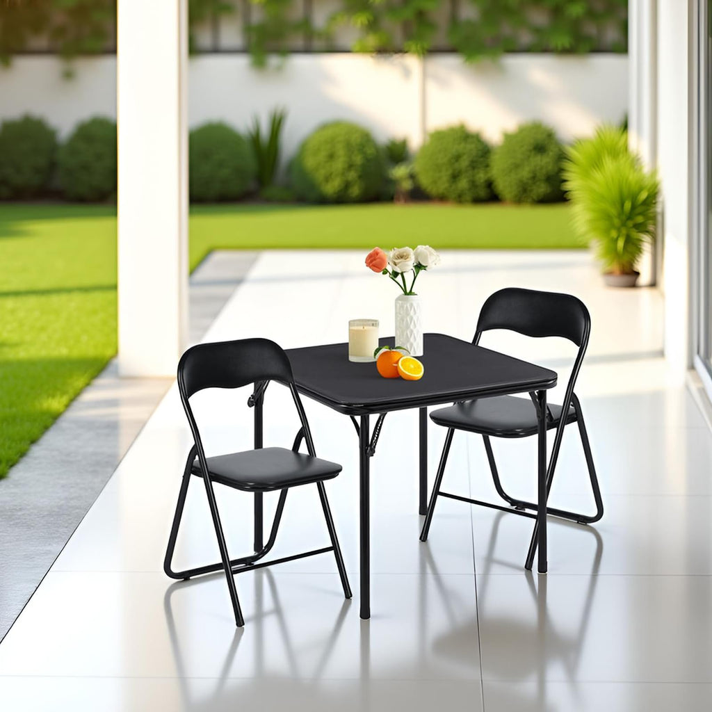 Square Folding Card Table 31.5 Inch PVC Top Metal Frame D236179