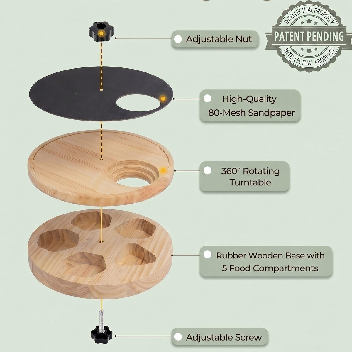 Rubberwood Adjustable Dog Nail Scratch Board with Treat Box J93644