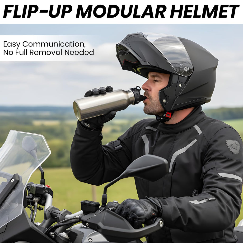 Modular Flip Up Motorcycle Helmet with Dual Visor D3989
