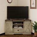 Corner TV Stand with Sliding Barn Door & Removable Shelves L242525