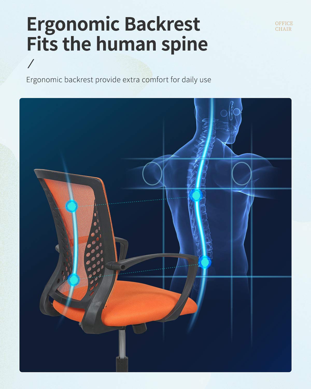 Mid Back Office Chair with Lumbar Support J8073