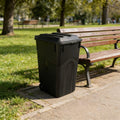 45 Gallon Black Wheeled Garbage Can with Attached Lid W7766