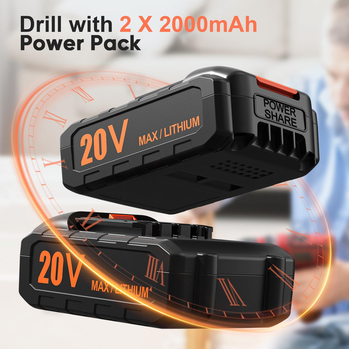 20V Cordless Drill with 2000mAh Power Pack and Charger J9525