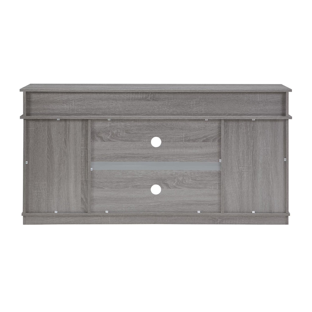 Grey Wood TV Stand with Sliding Barn Door F68252