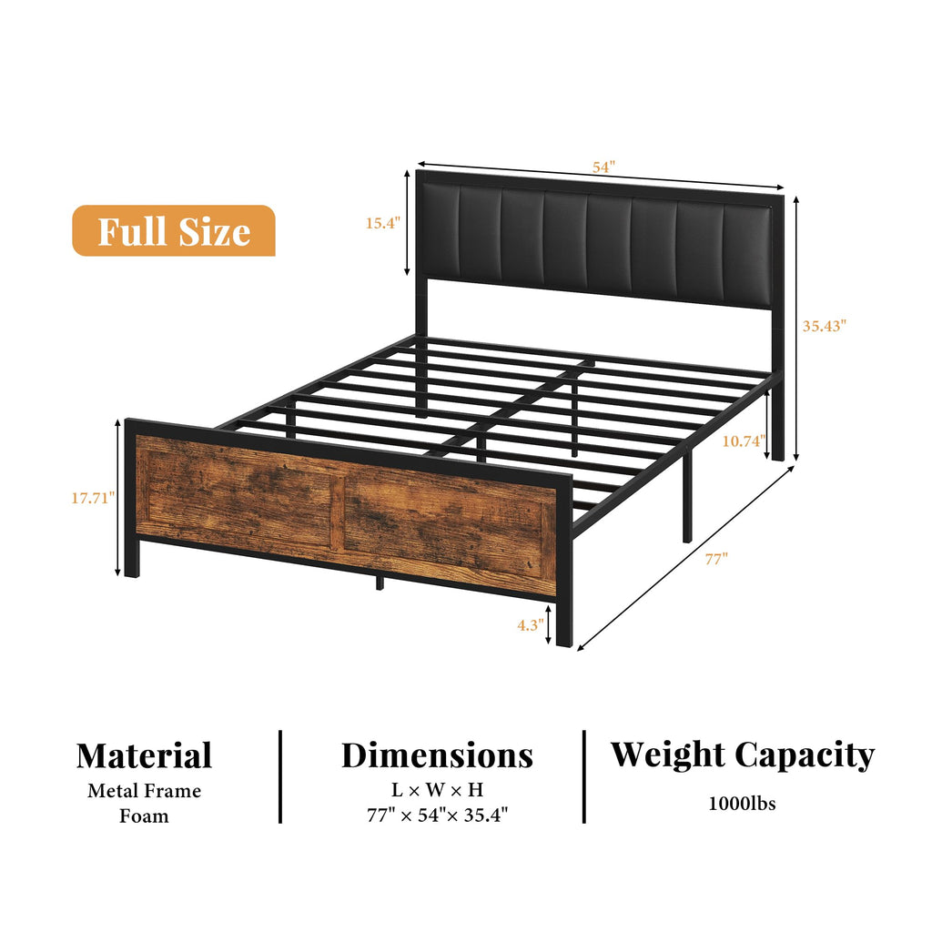 Full Size Metal Bed Frame with Headboard and Footboard R407