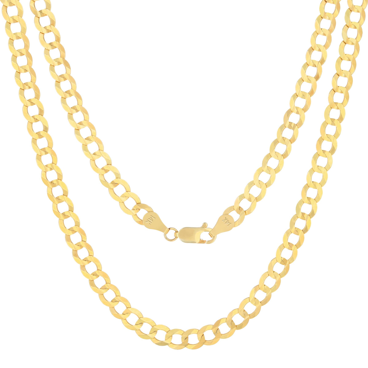 14k Yellow Gold Cuban Curb Link Chain Necklace E2144