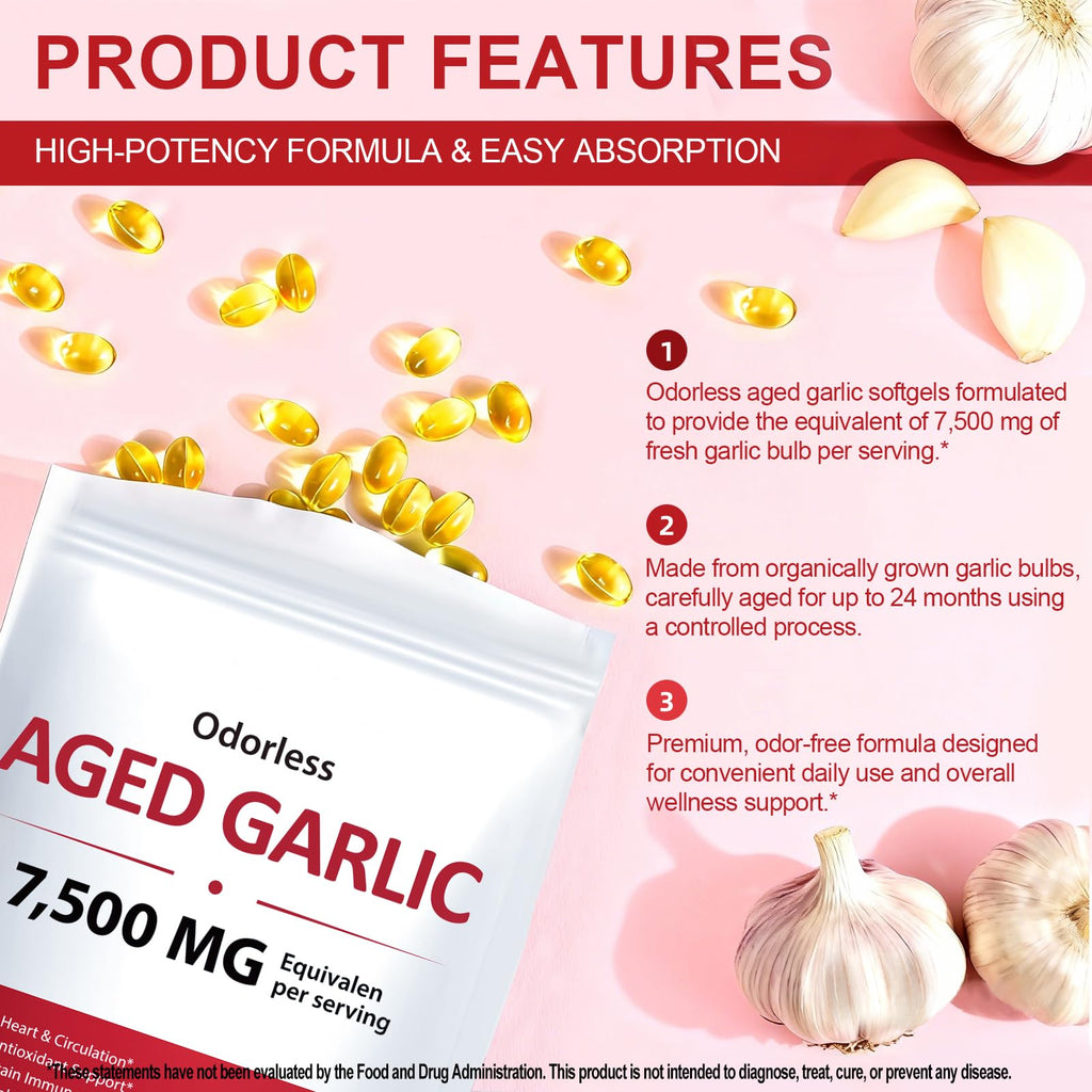 Odorless Garlic Softgels 7500mg 300 Softgels W128