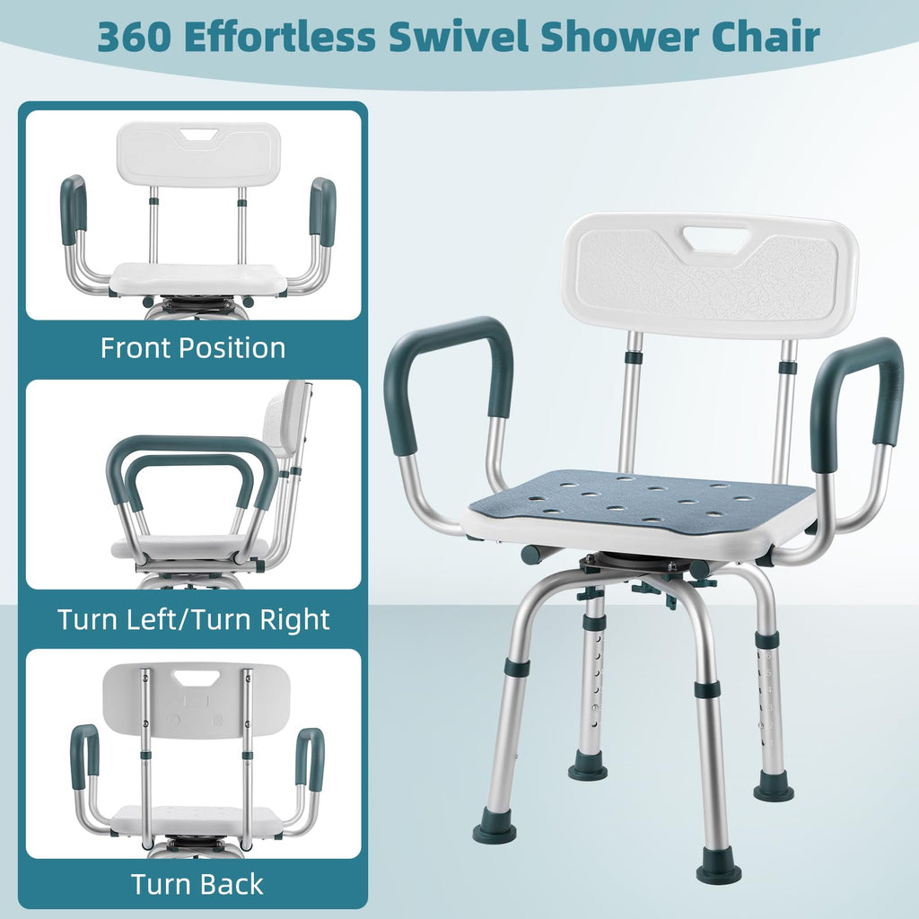 Heavy Duty Swivel Shower Chair with Arms and Back U397327