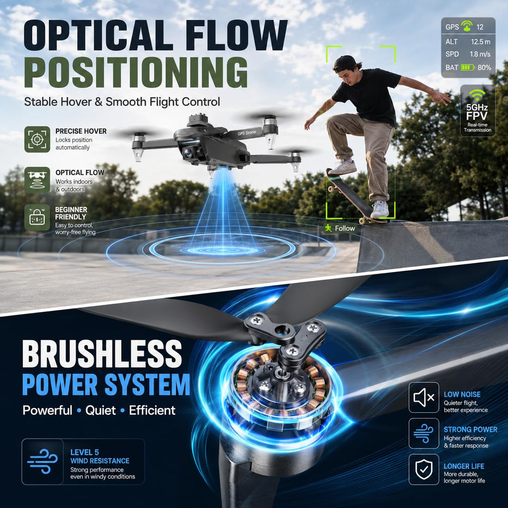GPS Drone with 4K Camera, Under 249g Foldable RC Quadcopter N698101
